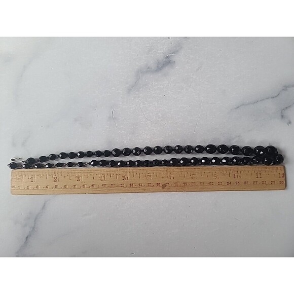 Hobe Faceted Black Beaded Necklace Vintage - Picture 9 of 10